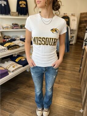 Soffe White Missouri Graphic Tee with Tiger Logo